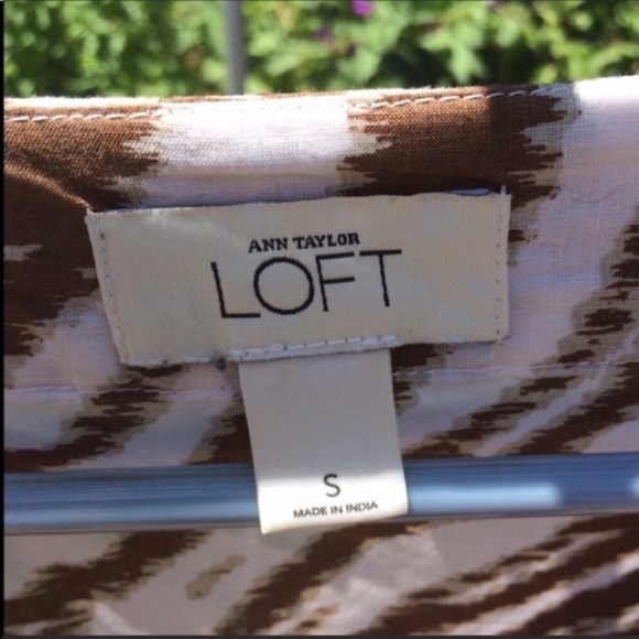 LOFT Brown Animal Print Beaded 3/4 sleeve Blouse small - Picture 4 of 5